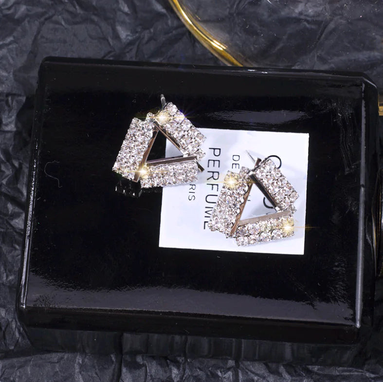 S925 Silver Triangle Crystal Earrings for Stylish Look