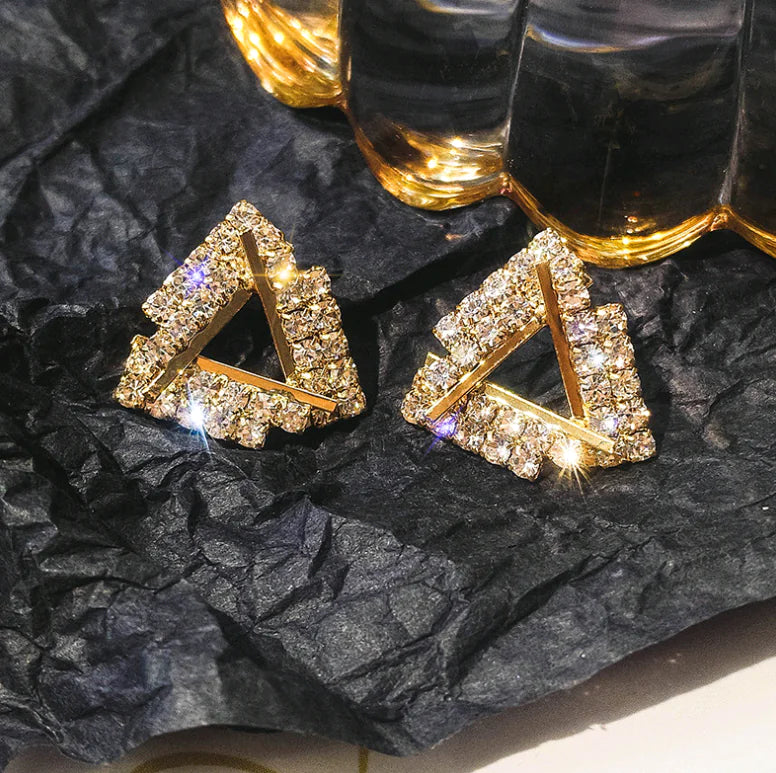 S925 Silver Triangle Crystal Earrings for Stylish Look