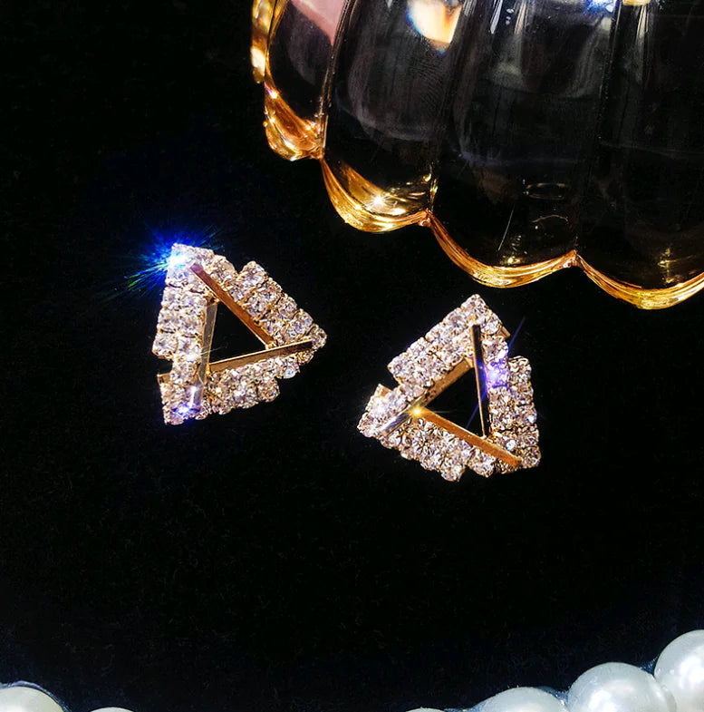 S925 Silver Triangle Crystal Earrings for Stylish Look