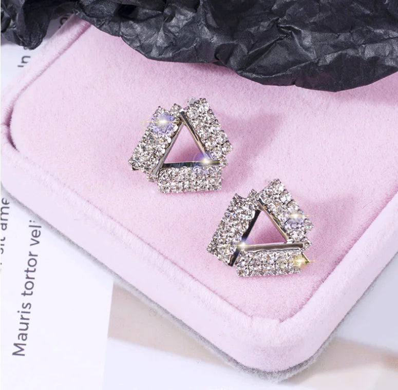 S925 Silver Triangle Crystal Earrings for Stylish Look