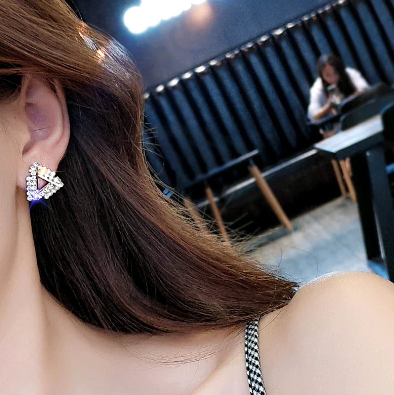 S925 Silver Triangle Crystal Earrings for Stylish Look