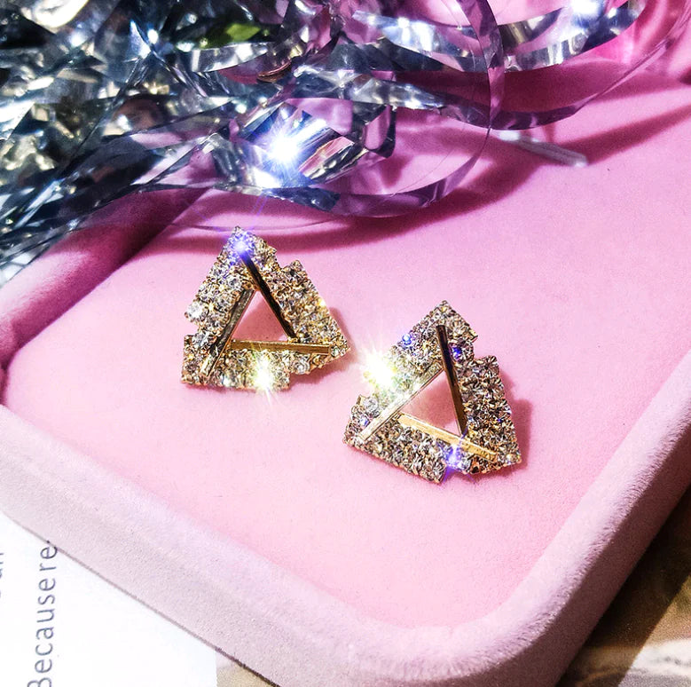 S925 Silver Triangle Crystal Earrings for Stylish Look